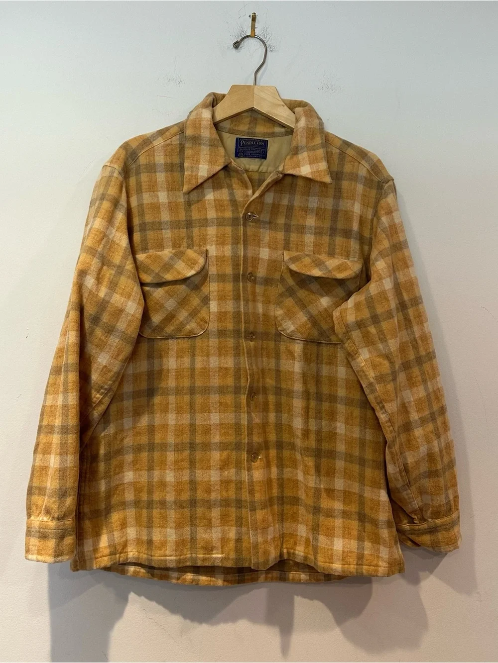 Pendleton Men’s Yellow Plaid Wool Shirt Jacket